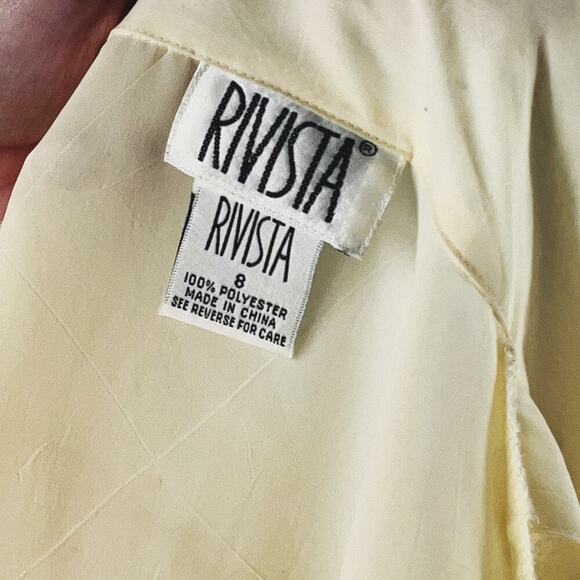 Vintage Rivista Pastel Yellow Button Down Blouse Size 8 - Picture 5 of 5